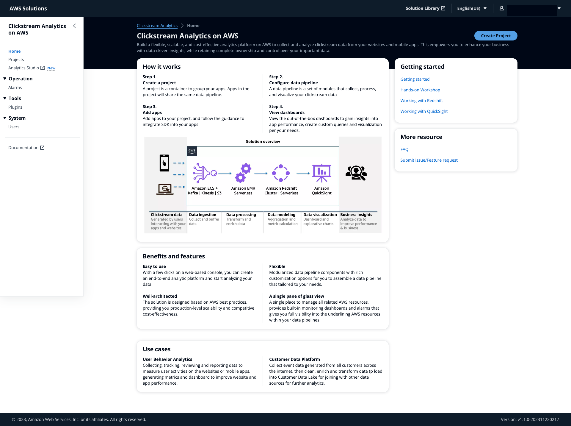 Solution Web Console screenshot
