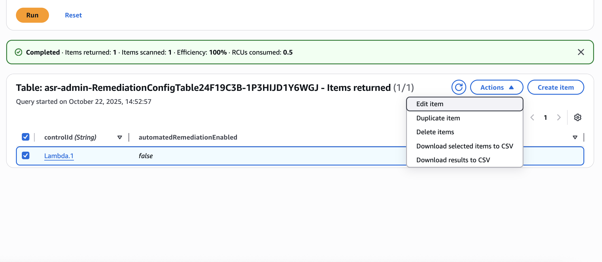 remediation config edit item