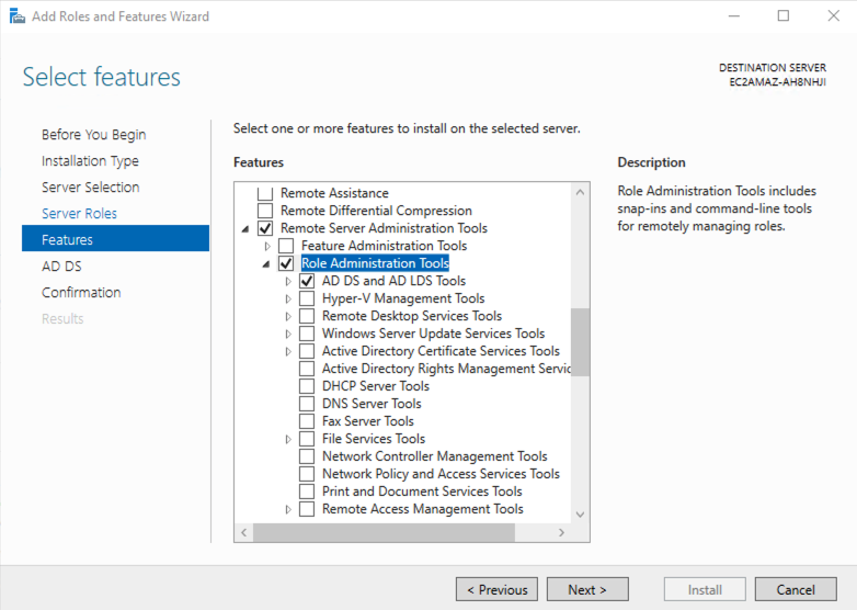 A diagram depicting Active Directory feature installation.