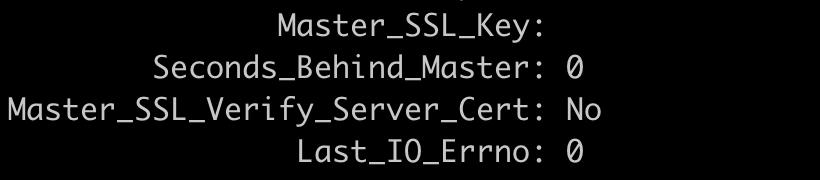 Screenshot showing sample output of the SHOW SLAVE STATUS command.