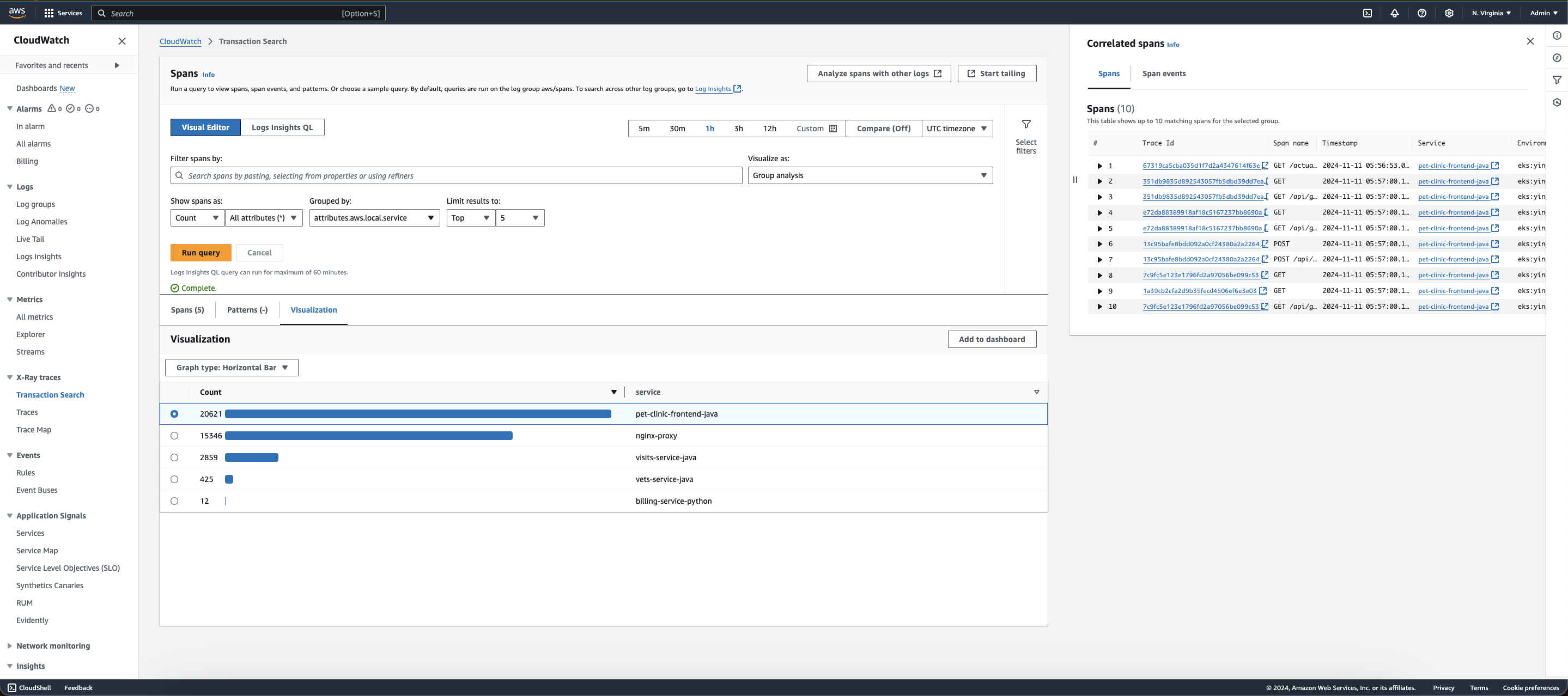 Visualizzazione dell'editor visivo per spans