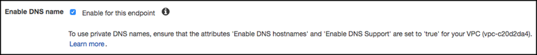 Abilita nome DNS per l'endpoint Amazon VPC