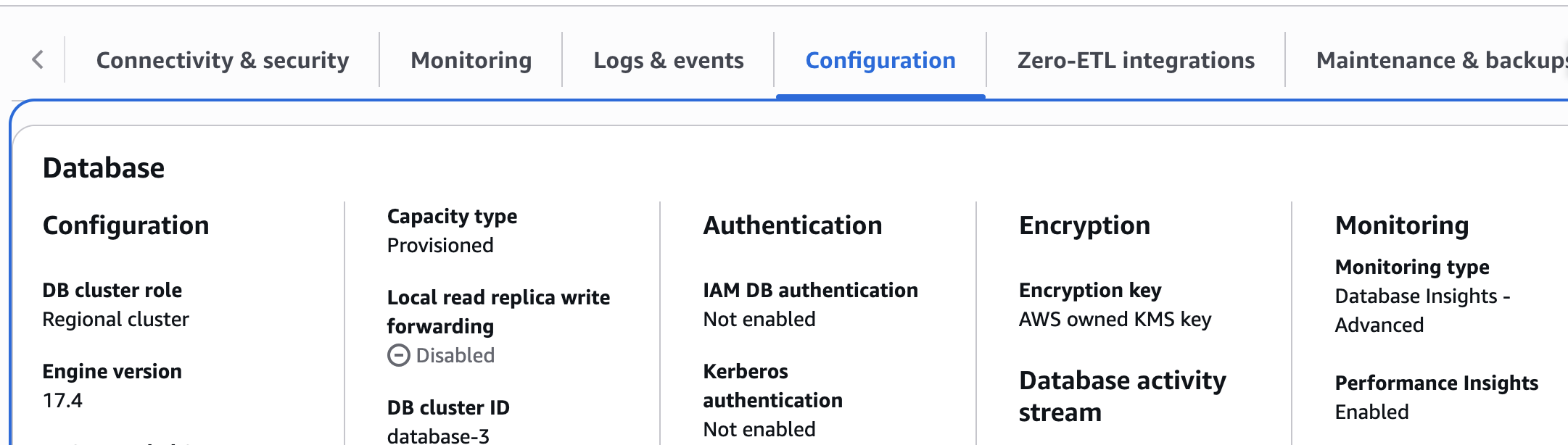 Verifica della crittografia inattiva per un cluster database
