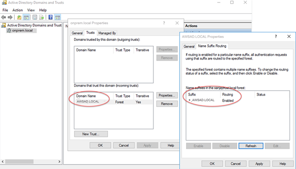 DNSil routing corrisponde alla fiducia creata