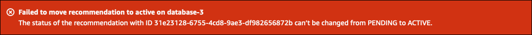 un banner nella console che mostra il messaggio con la risorsa che non è riuscita a passare dai consigli ignorati a quelli attivi