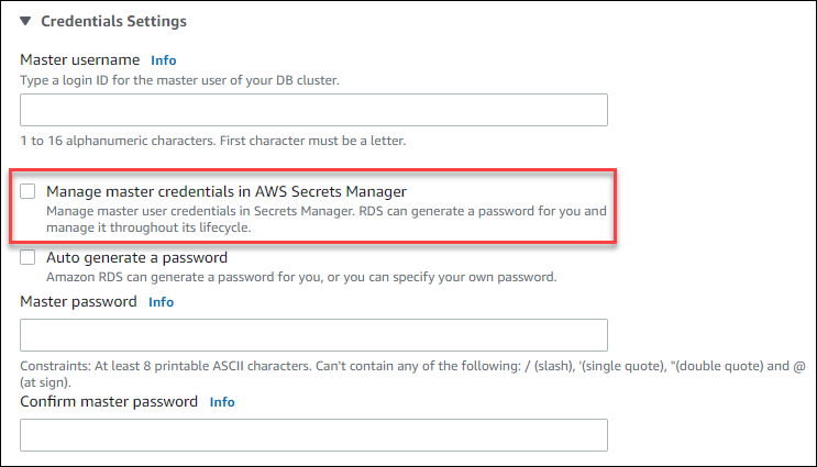 Gestisci le credenziali principali in AWS Secrets Manager