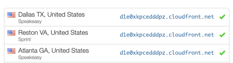 L'applicazione whatsmydns.net che mostra i risultati di un CNAME di risoluzione.