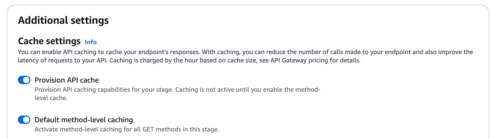 Attiva la cache API con provisioning e il caching predefinito a livello di metodo.