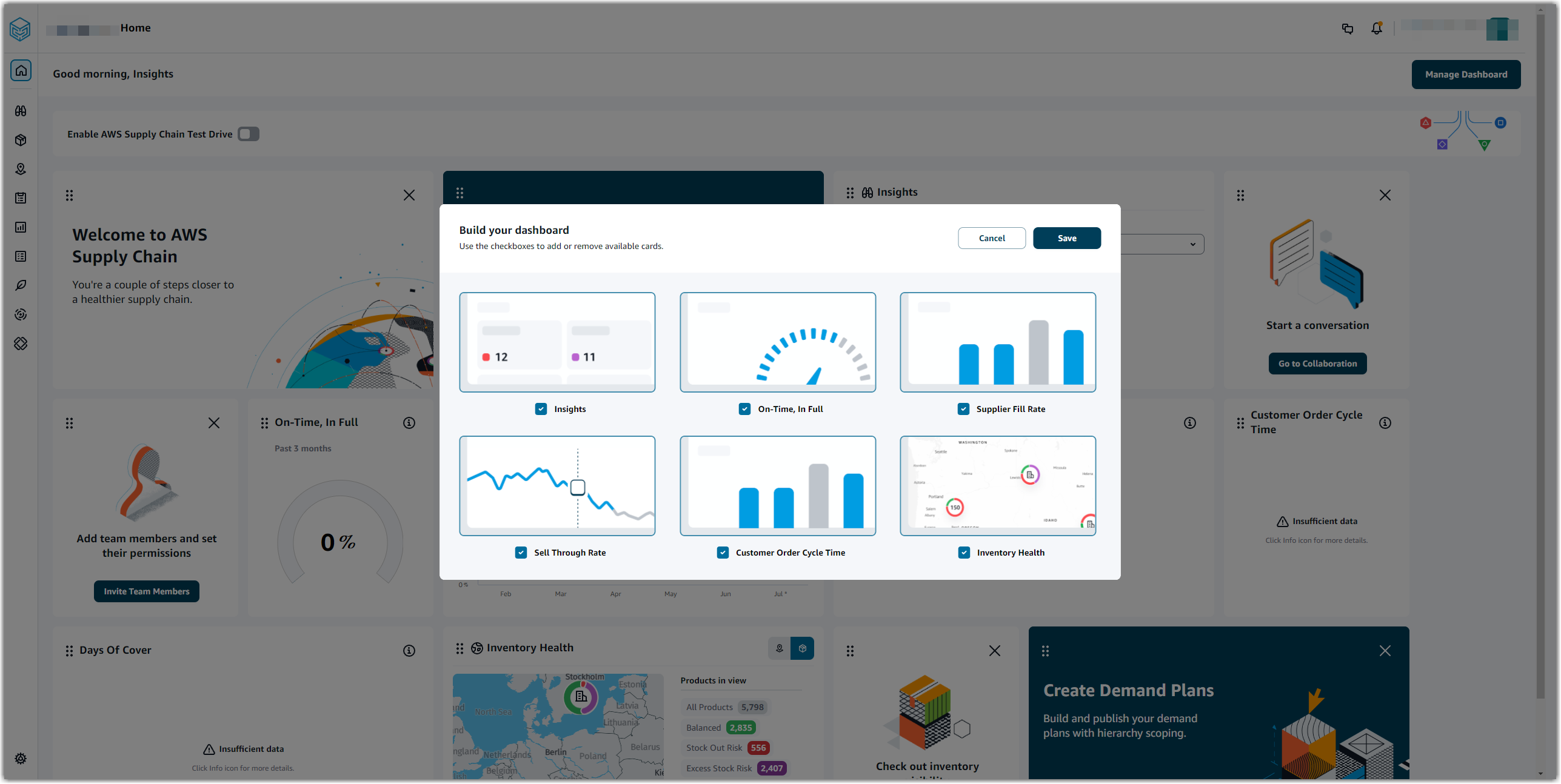 Pannello di controllo della catena di fornitura di AWS