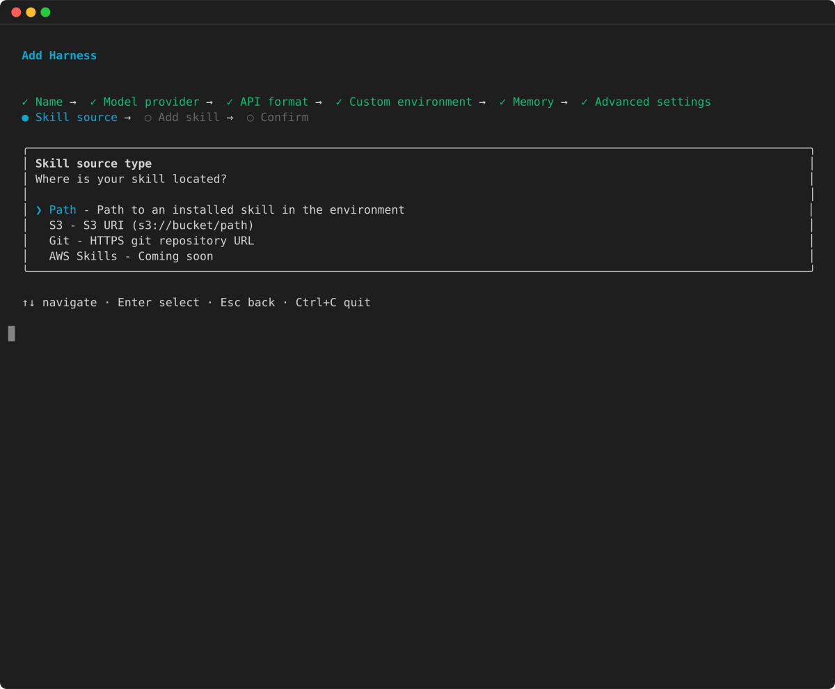 Tipo di origine della competenza: Path, S3 o Git
