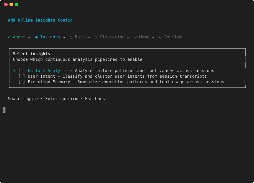 Procedura guidata Insights: seleziona approfondimenti