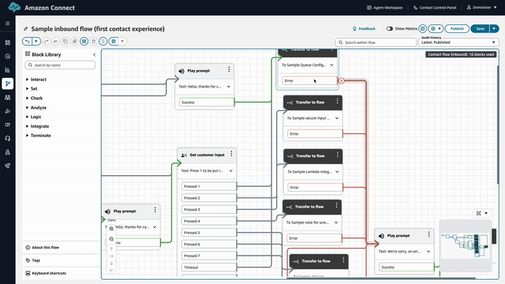 Una GIF che mostra come abilitare le linee ad alto contrasto nel flow designer.