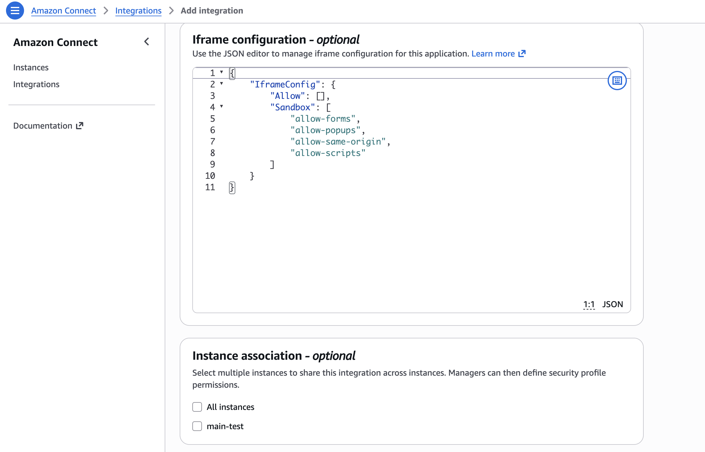Configurazione di iframe