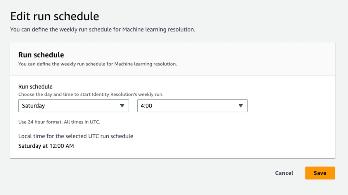 Modifica della pianificazione delle esecuzioni di abbinamento di machine learning.