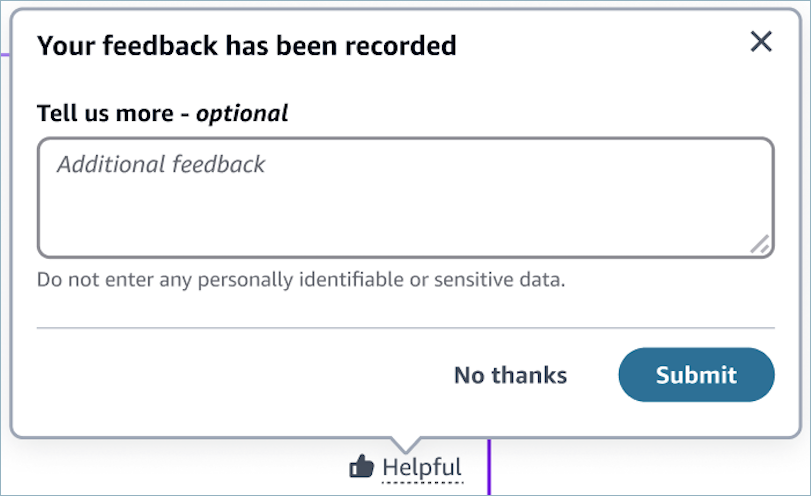 Un esempio di messaggio in cui si comunica che il tuo feedback è stato registrato.