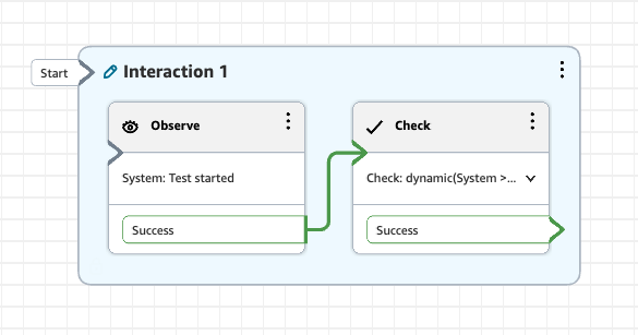 Controlla il pannello di configurazione dei blocchi che mostra le opzioni di asserzione per la convalida degli attributi del flusso di contatti.
