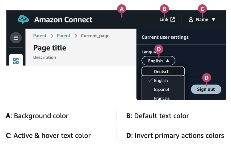 Tema dell'area di lavoro per lo schema di colori dell'intestazione.