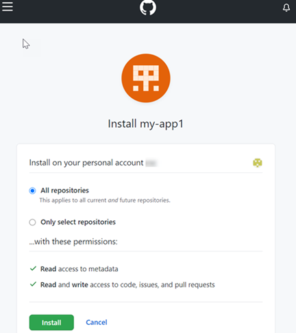 Schermata della console che mostra la pagina di autorizzazione dell'app.