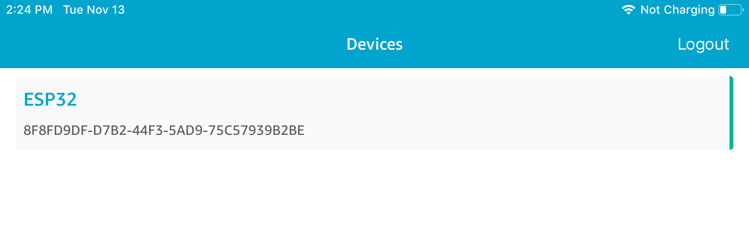 ESP32 ID del dispositivo visualizzato.