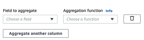 Lo screenshot mostra i campi quando si sceglie Aggregate another column (Aggrega un'altra colonna).