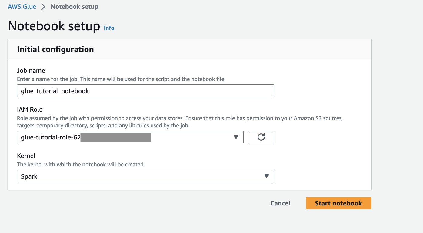Lo screenshot mostra la finestra di dialogo di configurazione del notebook.