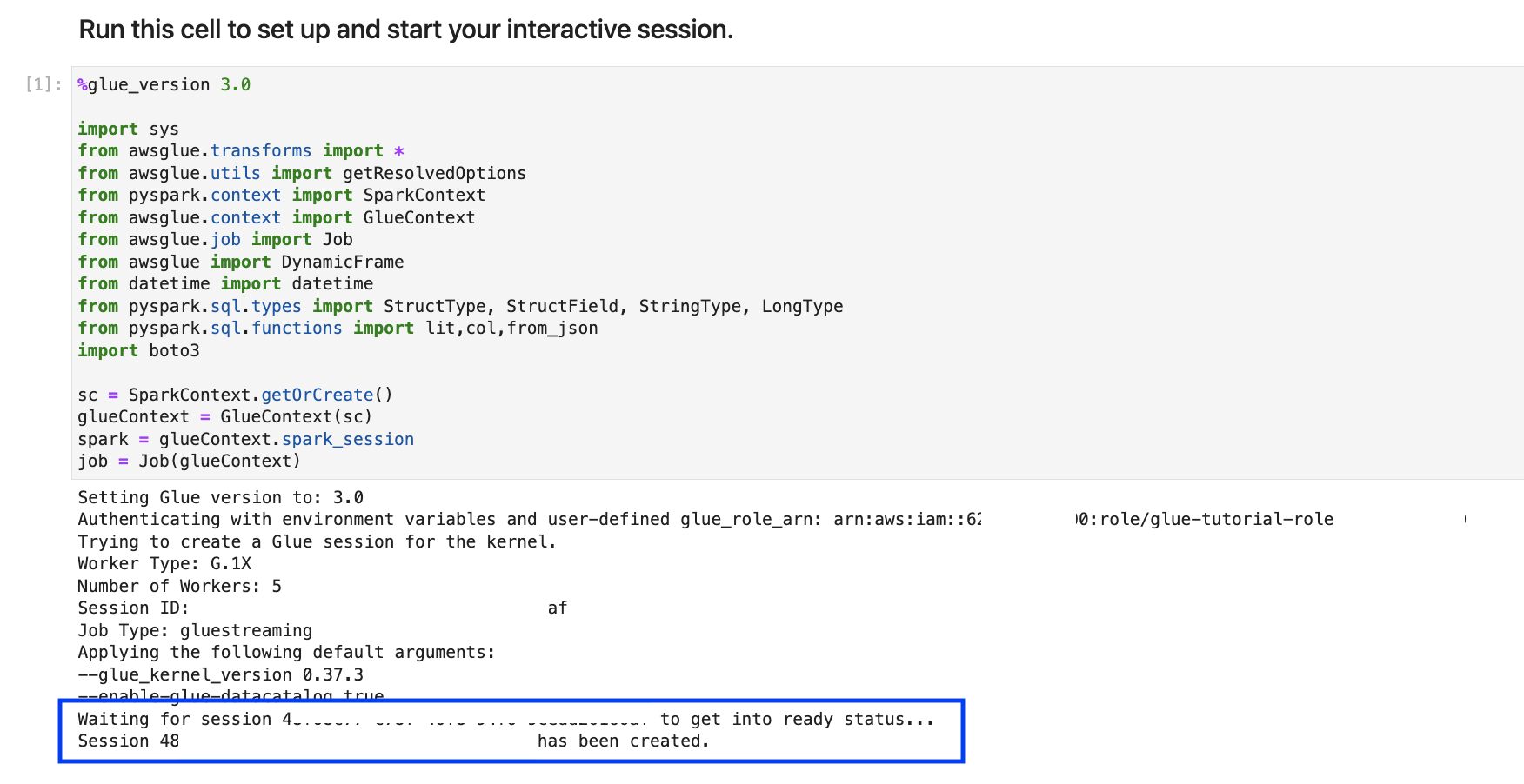 Lo screenshot mostra l'avvio di una sessione interattiva.