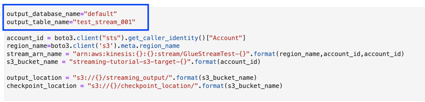 Lo screenshot mostra la definizione delle variabili in una sessione interattiva.