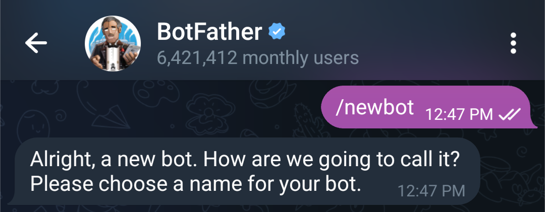 BotFather su Telegram.