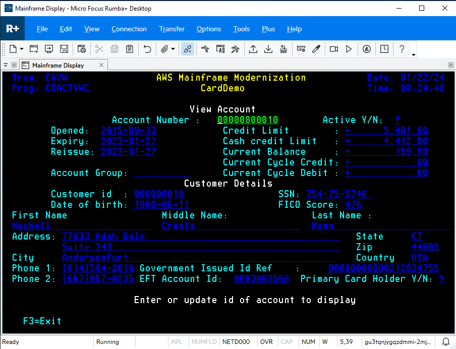 Gestisci la tua CardDemo applicazione.