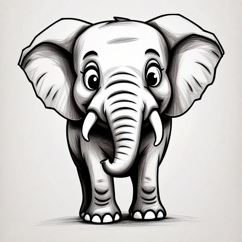 L'immagine raffigura un elefante nello stile dello schizzo di design.