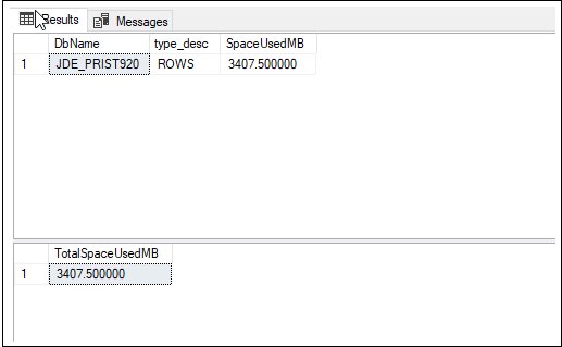 Utilizzo dello spazio su disco prima della compressione