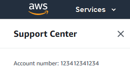 アカウント番号を示す サポート Center ページ。