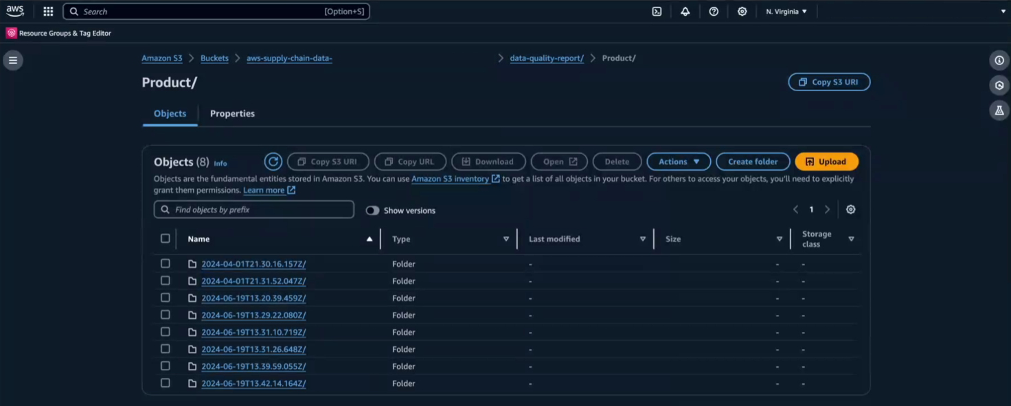 データ取り込みフォルダを含む製品データエンティティフォルダ。
