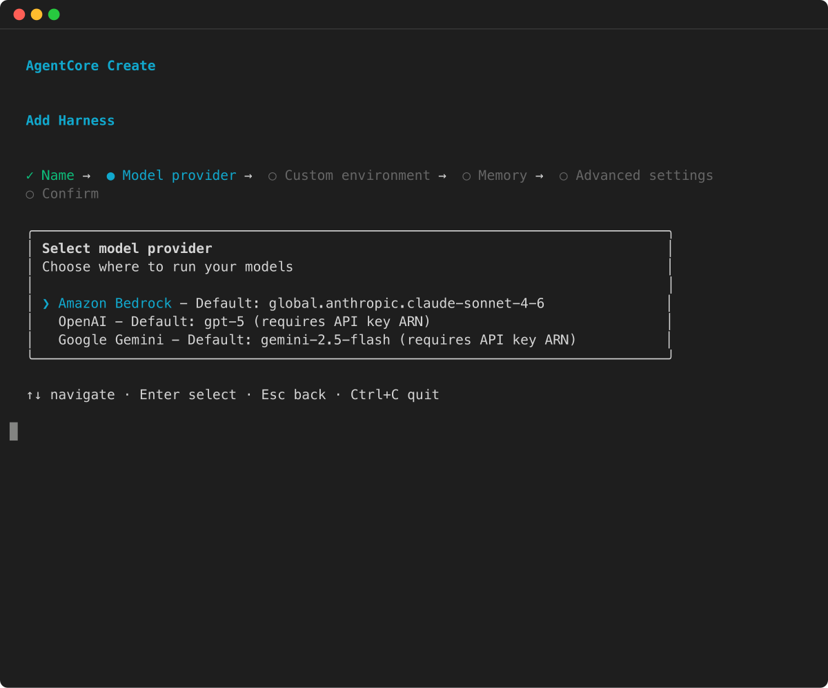 ウィザードの作成: モデルプロバイダーの選択