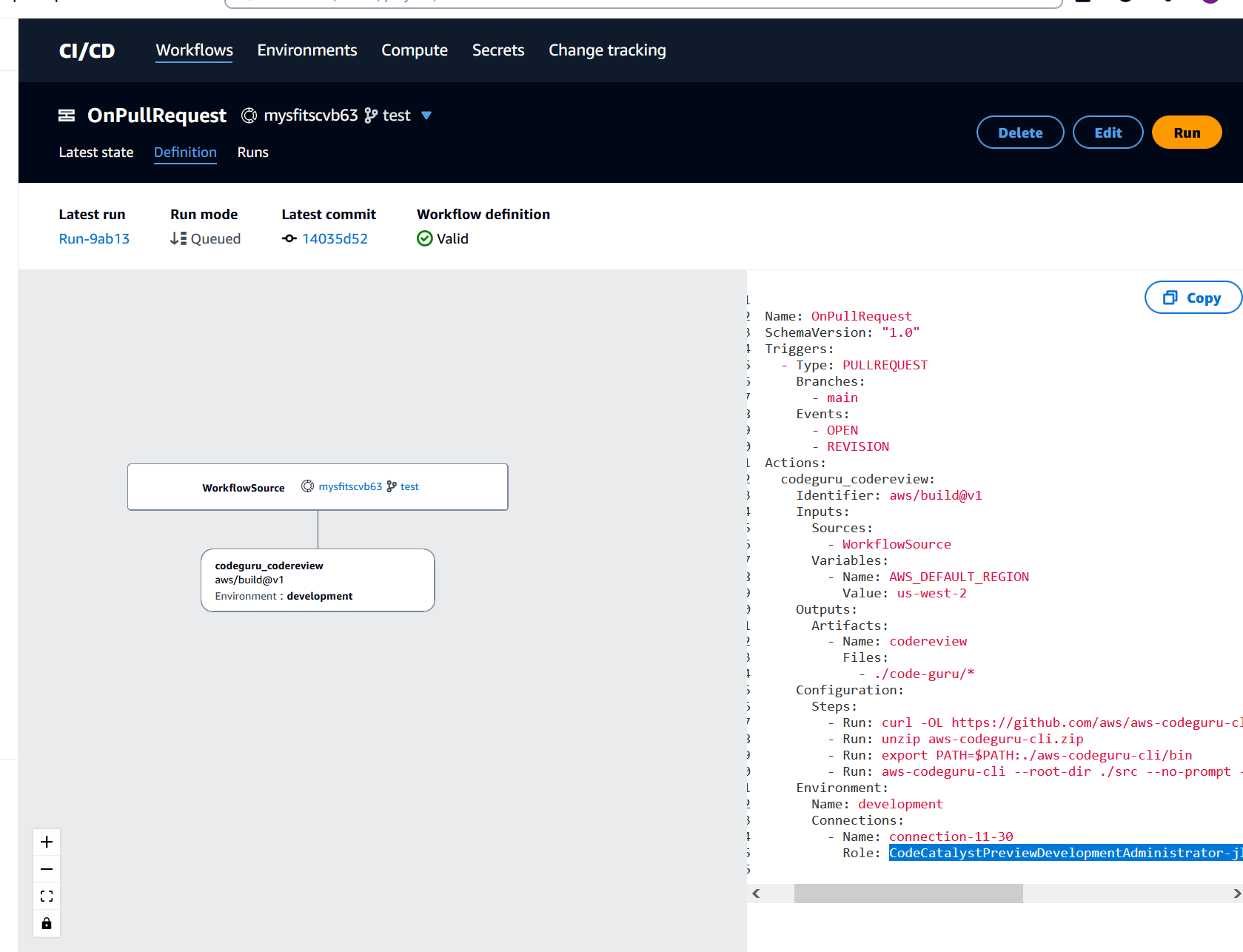 ワークフロー YAML で IAM ロール名を表示する