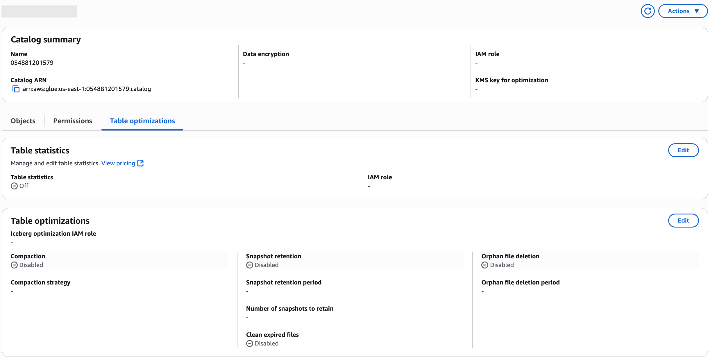 このスクリーンショットは、カタログレベルで最適化を有効にする編集オプションを示しています。