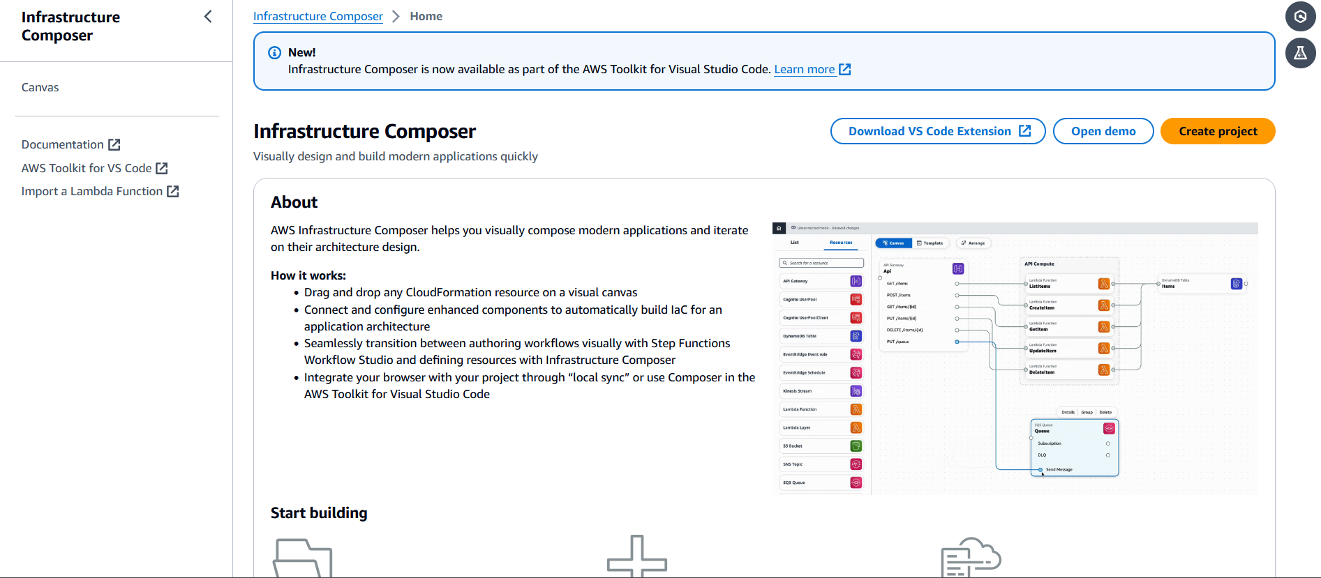 Infrastructure Composer のホームページ。