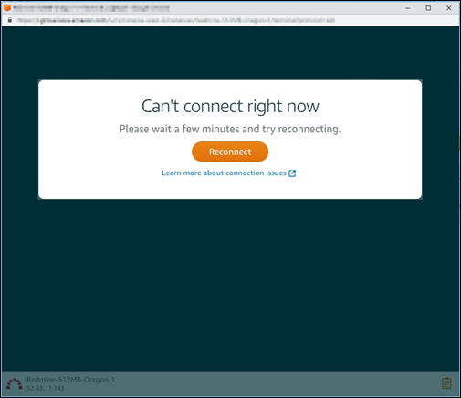 Lightsail ブラウザベースの SSH または RDP クライアントを使用して接続しようとするとインスタンスは使用できません。
