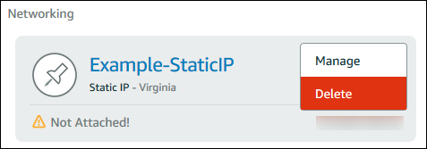 ネットワークページで静的 IP を削除する