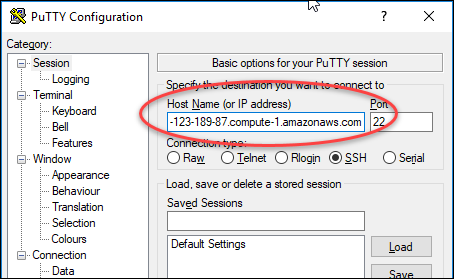 PuTTY SSH クライアント。