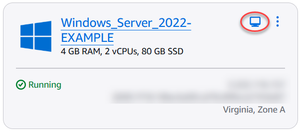 クイック接続を使用してブラウザベースの RDP クライアントを開く。