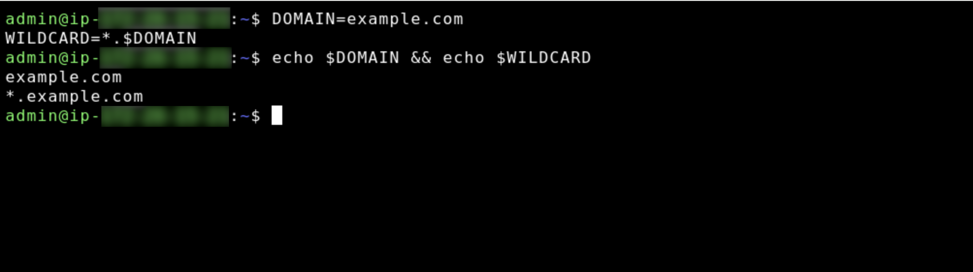 ドメインの環境変数を確認します。