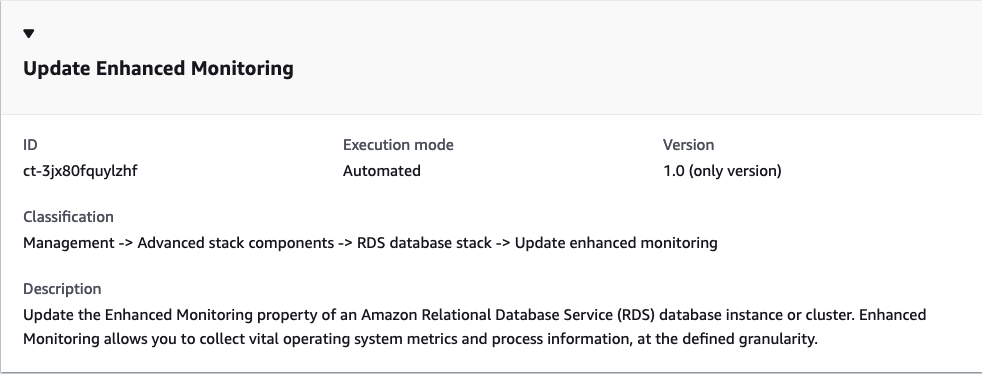 Update Enhanced Monitoring interface for an Amazon RDS database instance or クラスター.