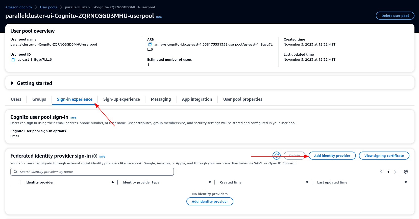 サインインエクスペリエンスタブを強調表示するスクリーンショット