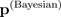 Mathematical formula showing P(Bayesian) with superscript and subscript elements.