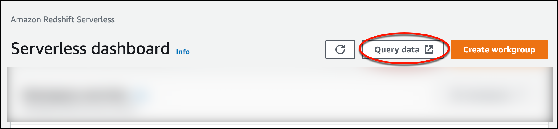 Amazon Redshift Serverless コンソールの [データをクエリ] ボタンにより、クエリエディタ v2 が起動します。
