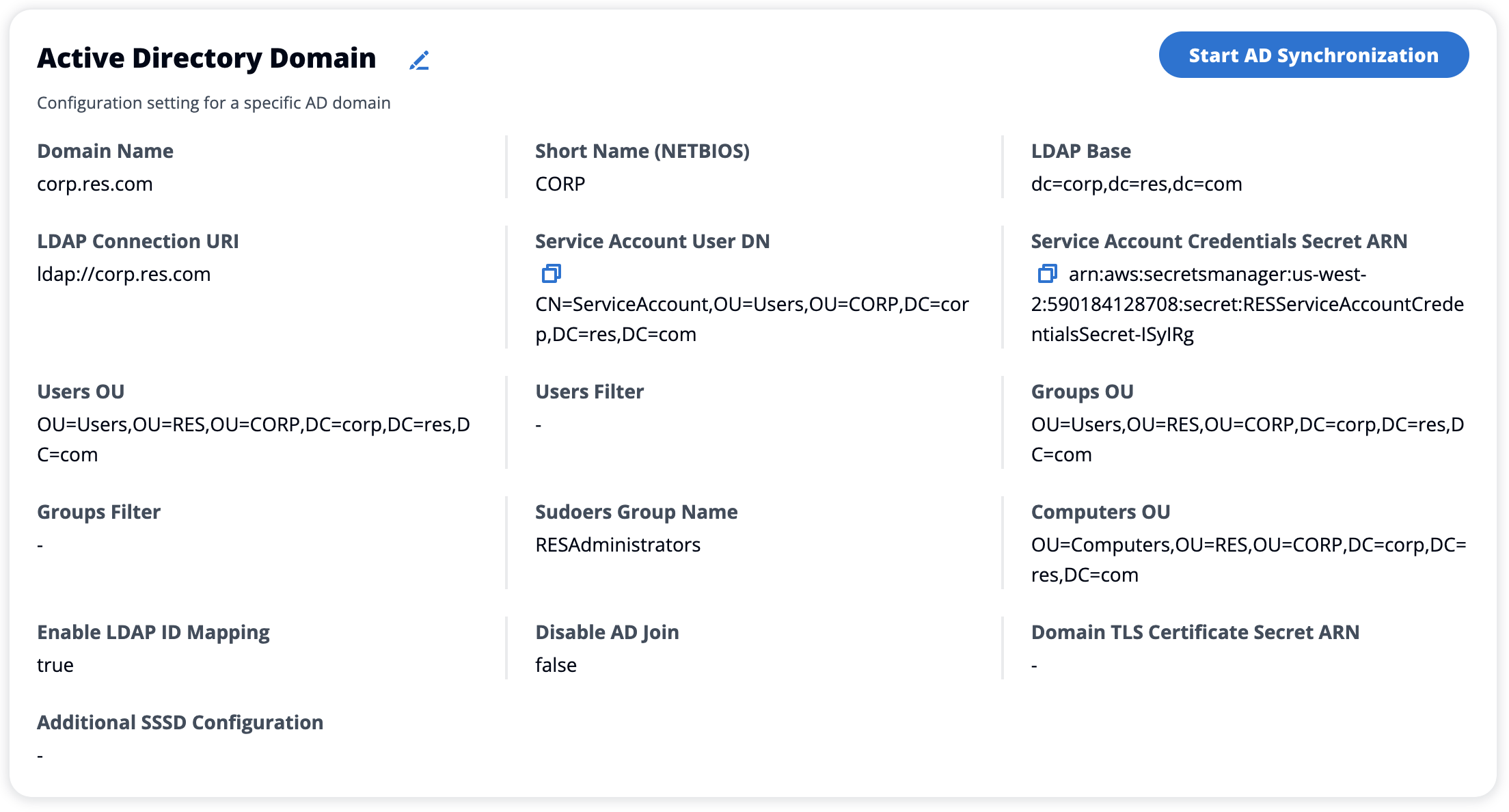 Active Directory ドメイン設定