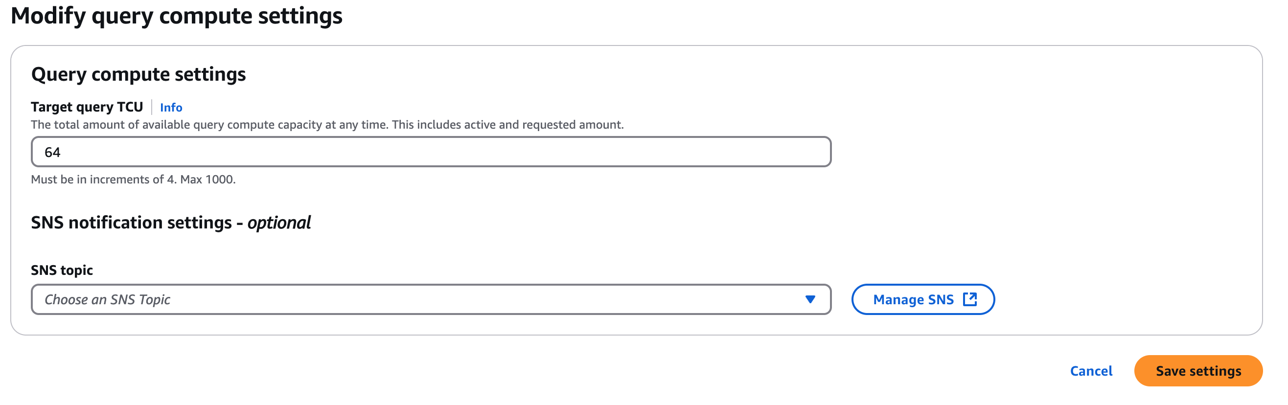 プロビジョニングされた TCUs の設定変更のコンソールビューの画像。