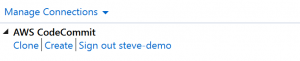 AWS CodeCommit 接続パネル