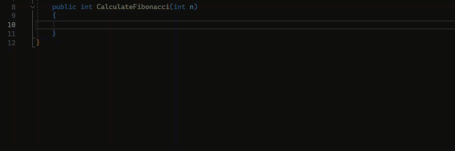 블록 완성 기능의 예입니다.